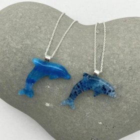 Dolphin Fused Glass Necklace Hand Crafted