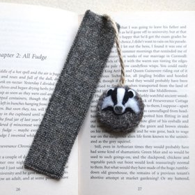 Badger Bookmark Needle Felted Wool And Tweed