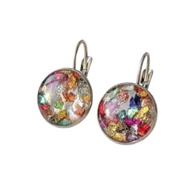 Multi Coloured Crushed Glass Earrings