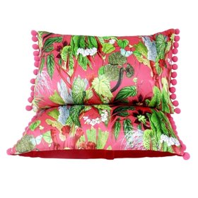 Cerise Pink Cushions With Pom Pom Trim