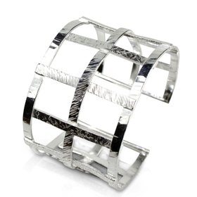 Sterling Silver Woven Open Cuff Bracelet