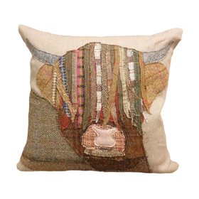 Handmade Highland Cow Applique Cushion