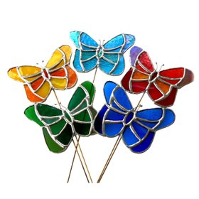Butterfly Stained Glass Plant Stake