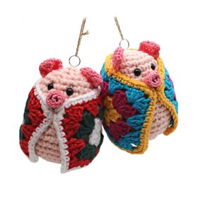 Pigs In Blankets Hand Crocheted Christmas Decorations