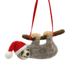 Needle Felted Hand Made Christmas Sloth Tree Decoration