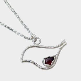 Robin Bird Sterling Silver Garnet Gemstone Necklace