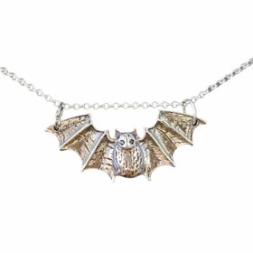 Handmade Sterling Silver Vampire Bat Necklace