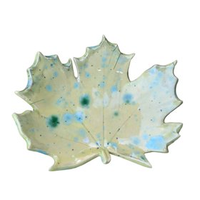 Green Artisan Made Ceramic Leaf Dish