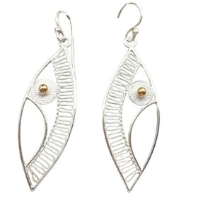 Sterling Silver and Gold Elegant Filigree Drop Earrings