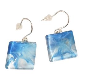 Hand Painted Blue Drop Earrings