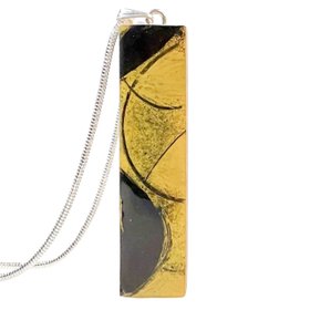 Retro Style Black And Gold Shiny Hand Painted Pendant