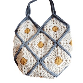 Hand Crochet Granny Square Tote Bag