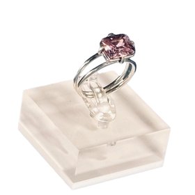 Sterling Silver Pink Cubic Zirconia Cocktail Rin