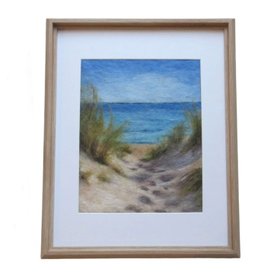 Felted Wool Coastal Scene Picture Wall Art