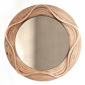 Hand Crafted Round Wooden Mirror Made From Birch