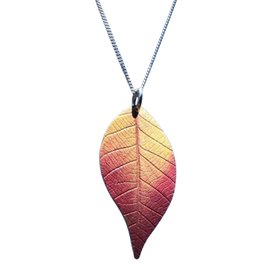 Autumn Cherry Leaf Silver Necklace