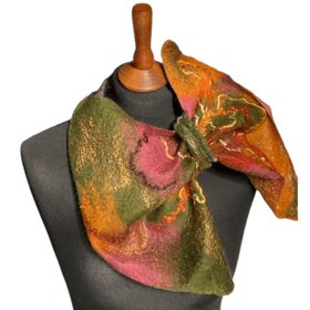 Autumn Colours Chic French Scarf Handmade In Merino Wool