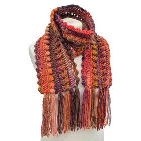 Hand Crocheted Beautiful Boho Scarf In Deep Amber