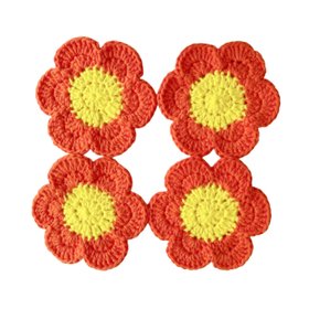 Handmade Crochet Cotton Daisy Coasters