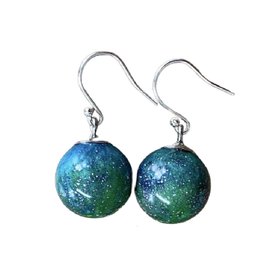 Hand Made Aurora Borealis Ball Earrings.