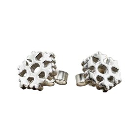 Snowflake Stud Earrings Handcrafted In Recycled Sterling Silver