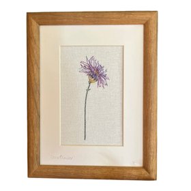 Embroidered Purple Cornflower Picture Textile Art