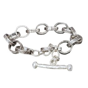 Botanical Silver Chunky Chain Bracelet Hand Crafted