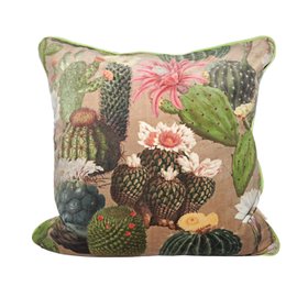 Velvet Cactus Print Cushion Cover