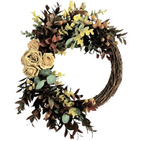 Autumn Handmade Rose Front Door Grapevine Wreath