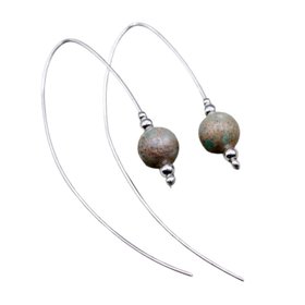 Jasper & Sterling Silver Contemporary Hoop Earrings