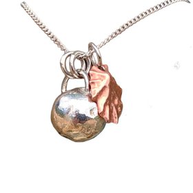 Hand Crafted Recycled Silver Ball Necklace With Copper Shell