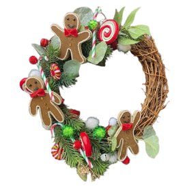Handmade Gingerbread People Christmas Door Wreath