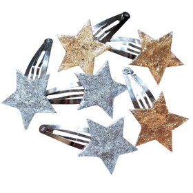 Hand Made Silver And Gold Star Hair Clips