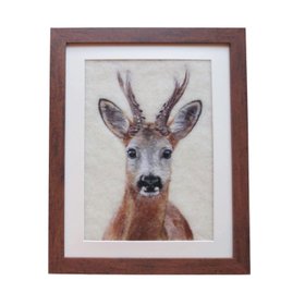Needle Felted Roe Deer Buck Framed Picture