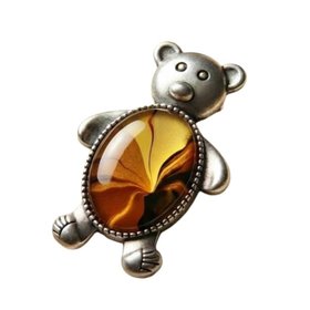 Teddy Bear Brooch Hand Painted In Autumnal Colours