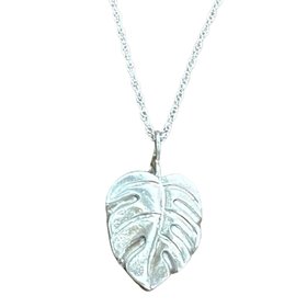 Silver Monstera Leaf Pendant Hallmarked Hand Crafted