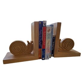 Solid Oak Snail Bookends Hand Made