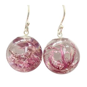 Real Seaweed Resin Earrings  Pink