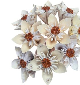 Origami Flowers With Carnelian Centres Hand Crafted