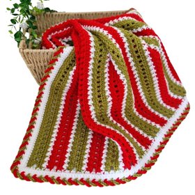 Handmade Crochet Christmas Baby Blanket Red Green