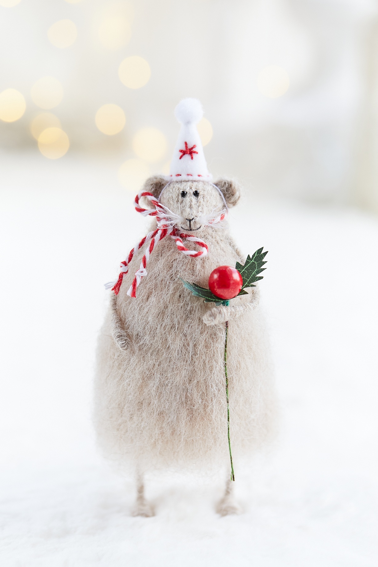 Christmas Mouse Ornament, dressed up Rat doll