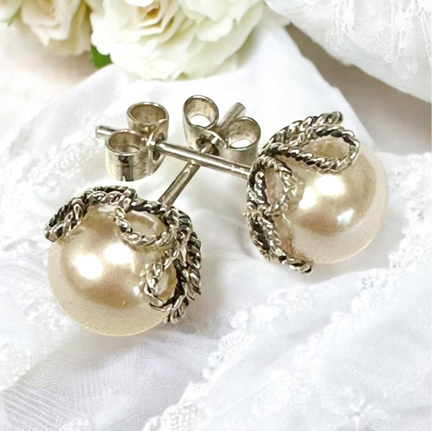 Filigree Freshwater Pearl Earrings