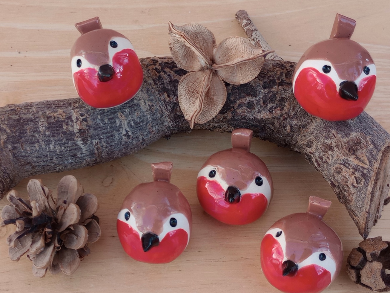 Pair of miniature red robins or black birds