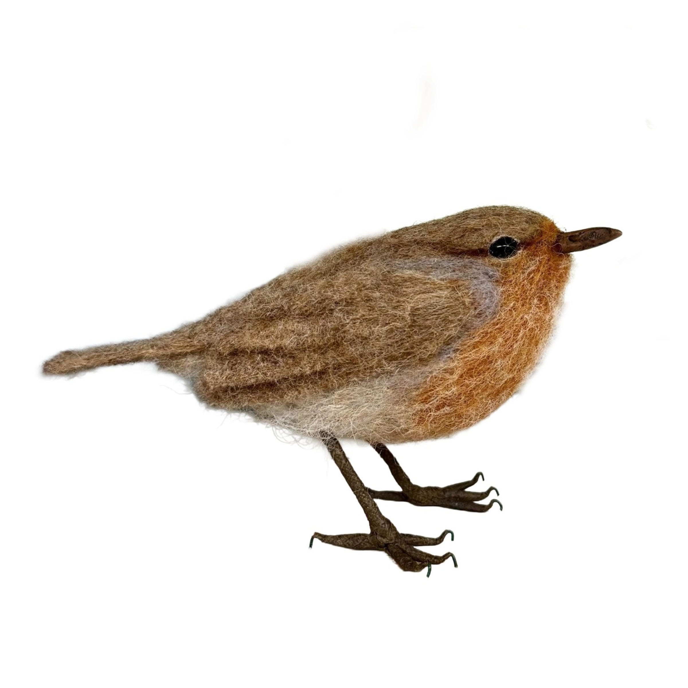 Handmade Felted Robin — British Wool Bird Sculpture