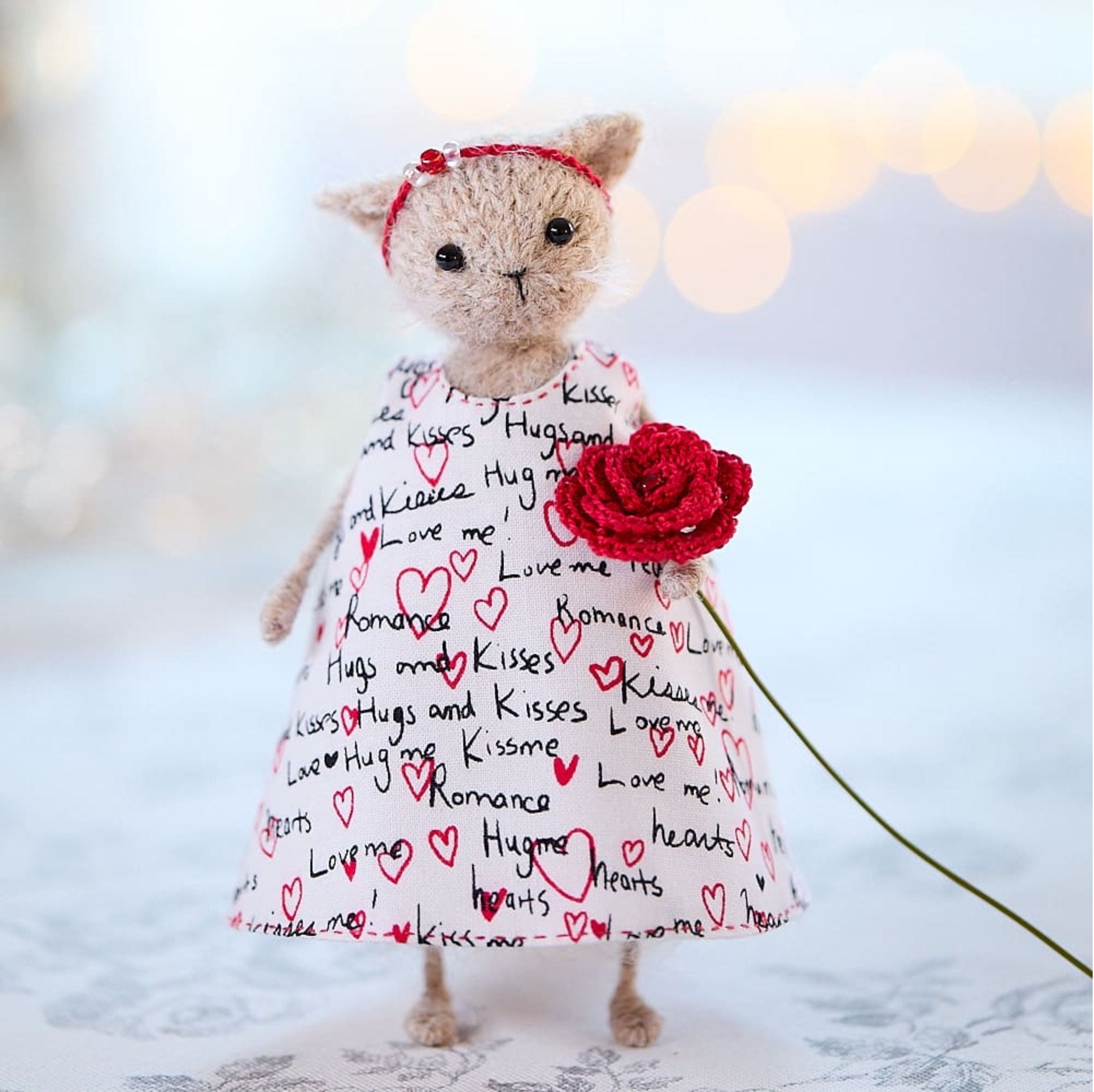 Knitted Cat Doll, St Valentine’s Day gift