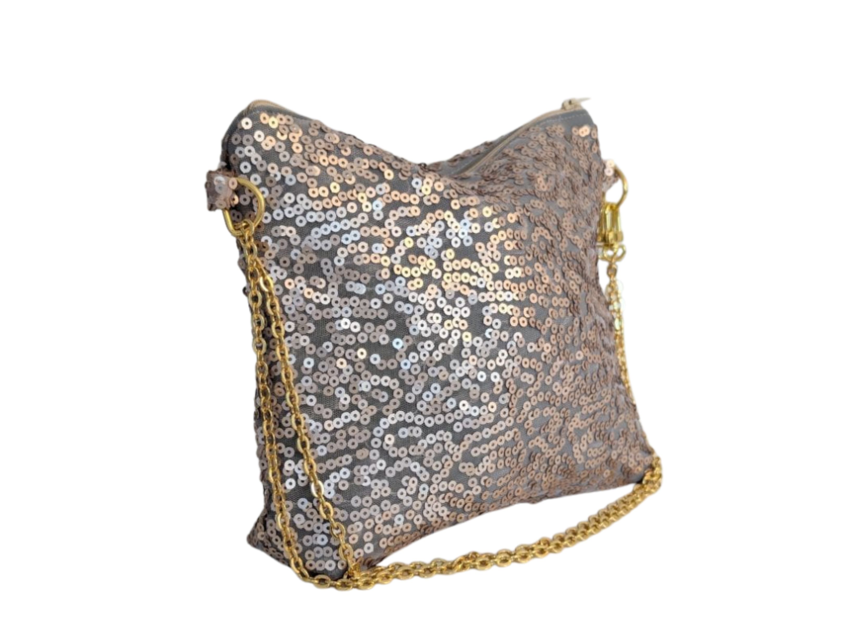 Gold Sequin Handbag for Weddings and Parties