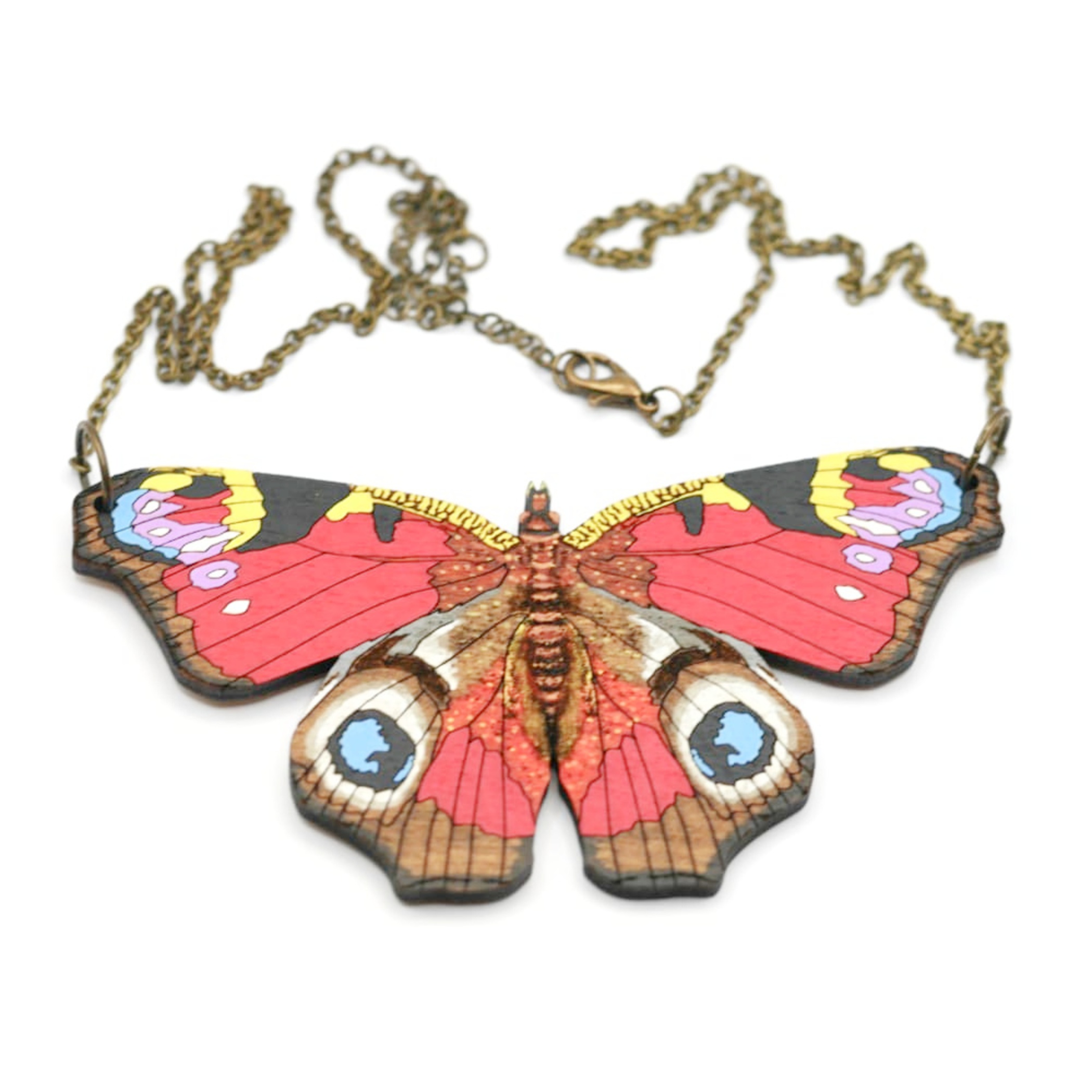 Handmade Peacock Butterfly Statement Necklace