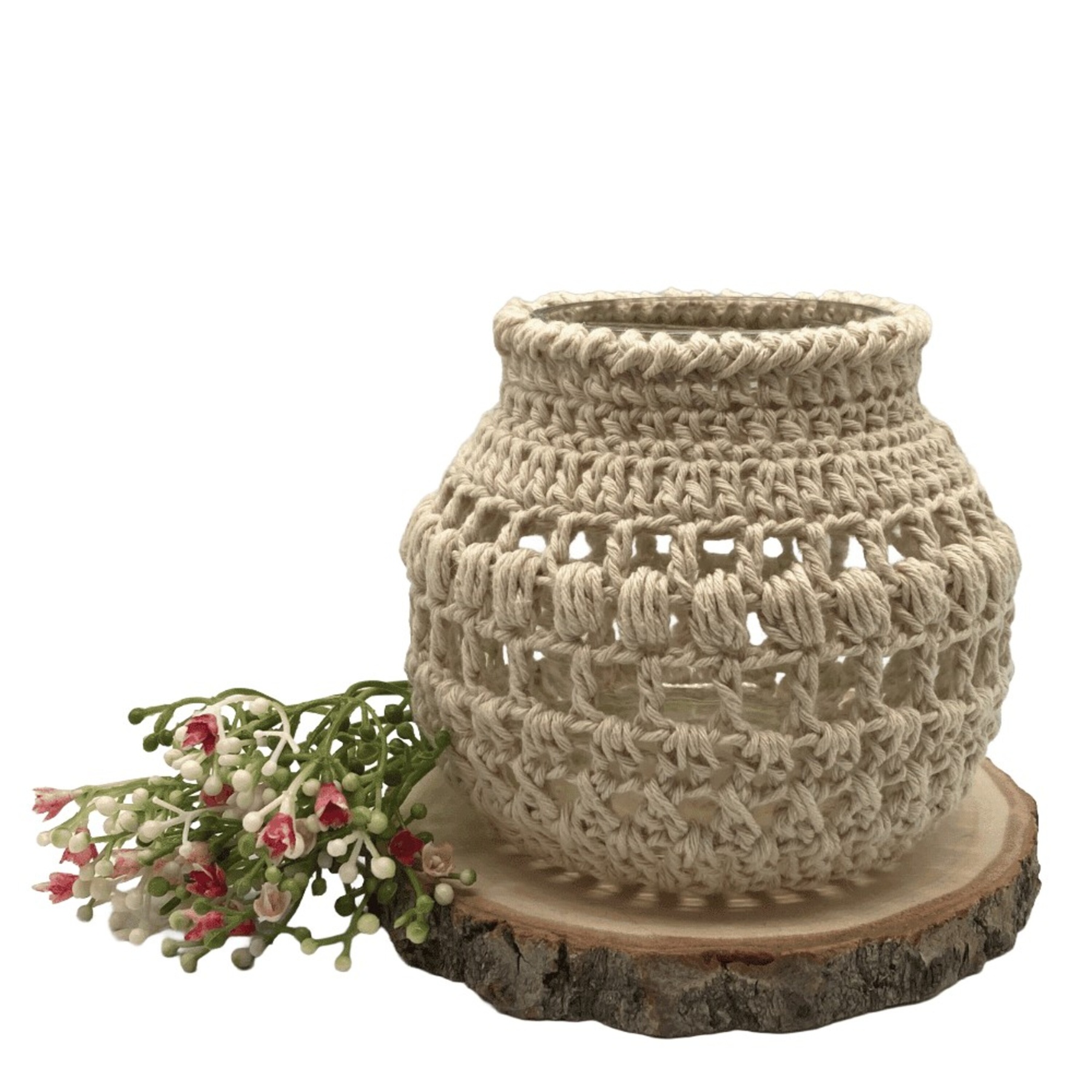 Crochet Covered Glass Jar