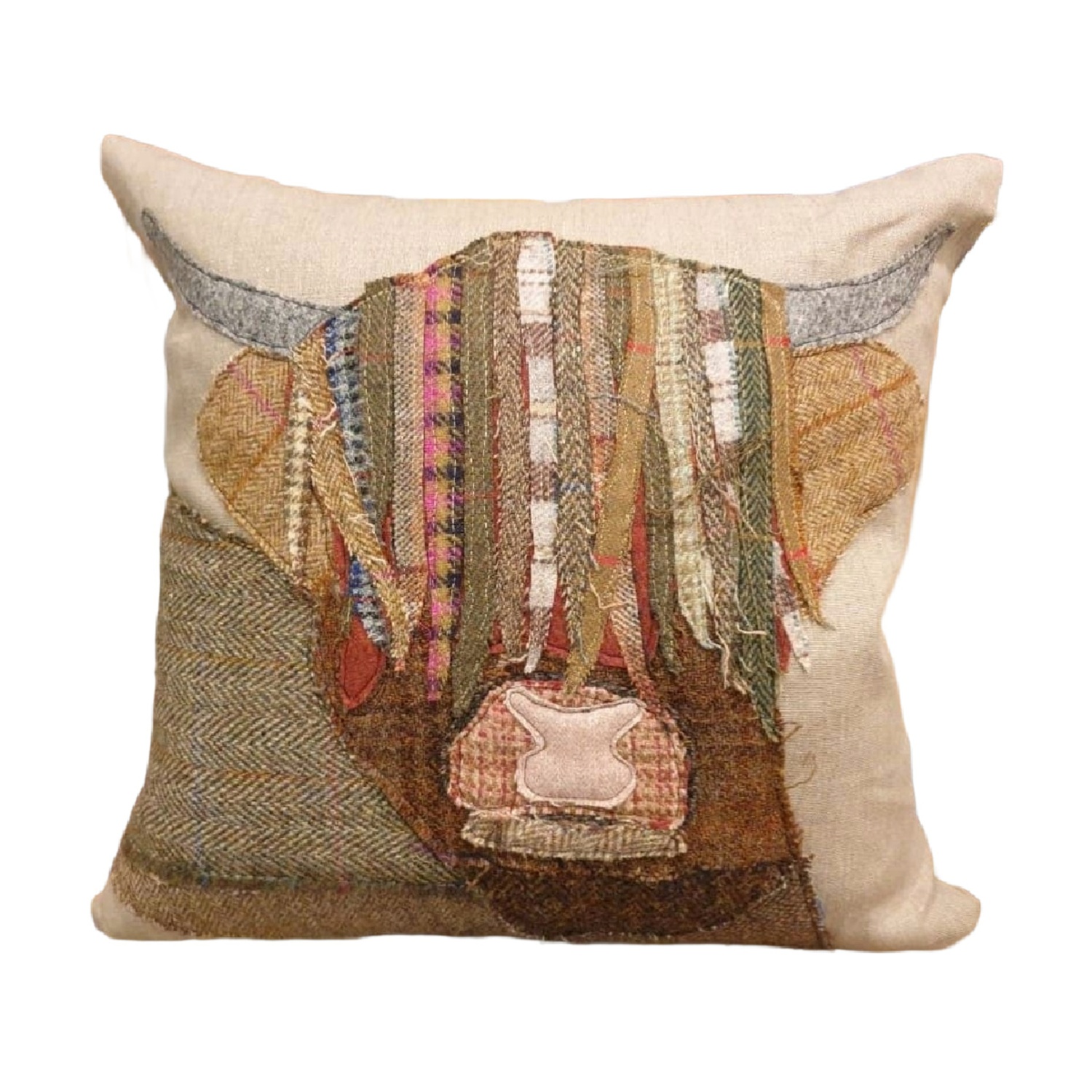 Handmade Highland Cow Applique Cushion