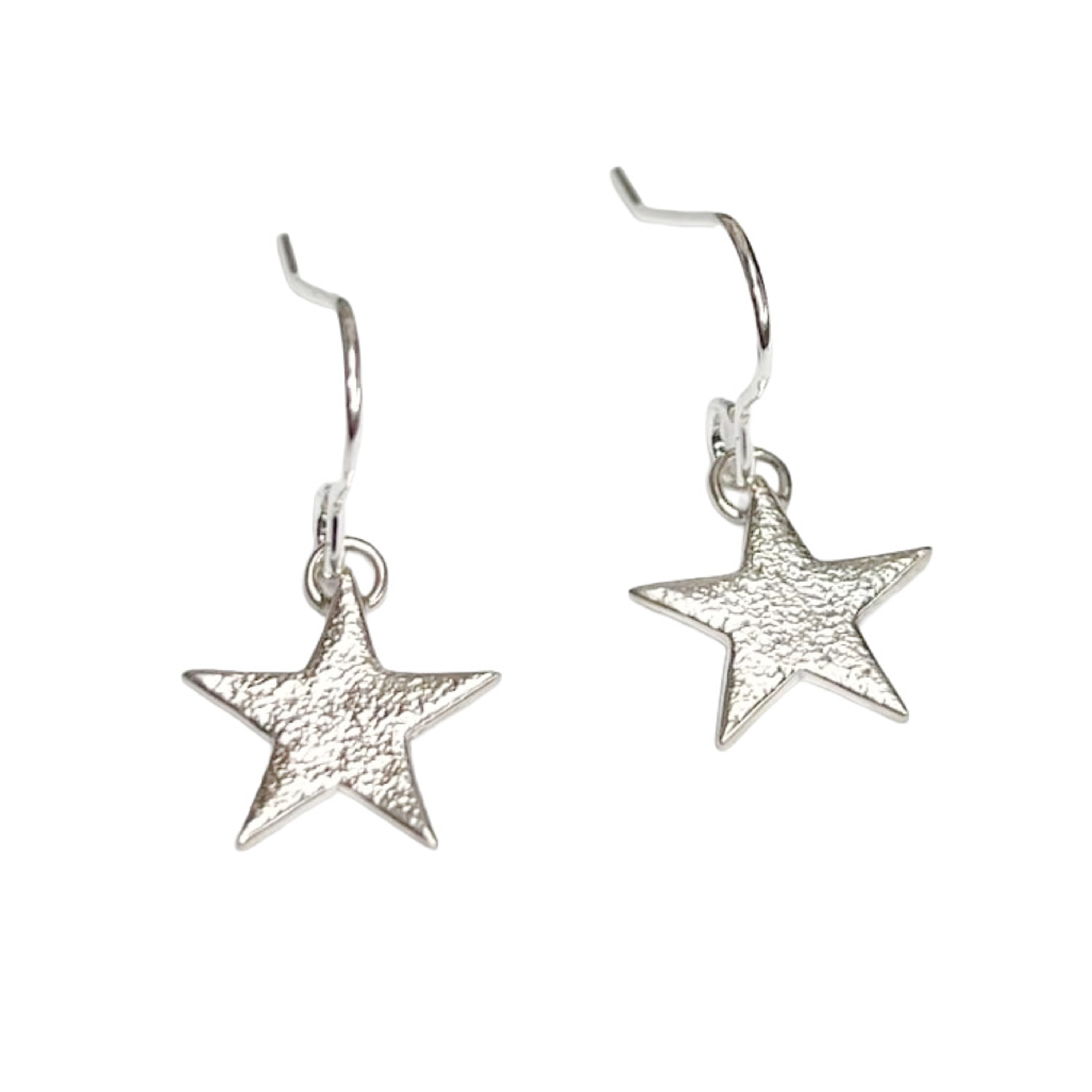 Handmade Silver Star Christmas Earrings